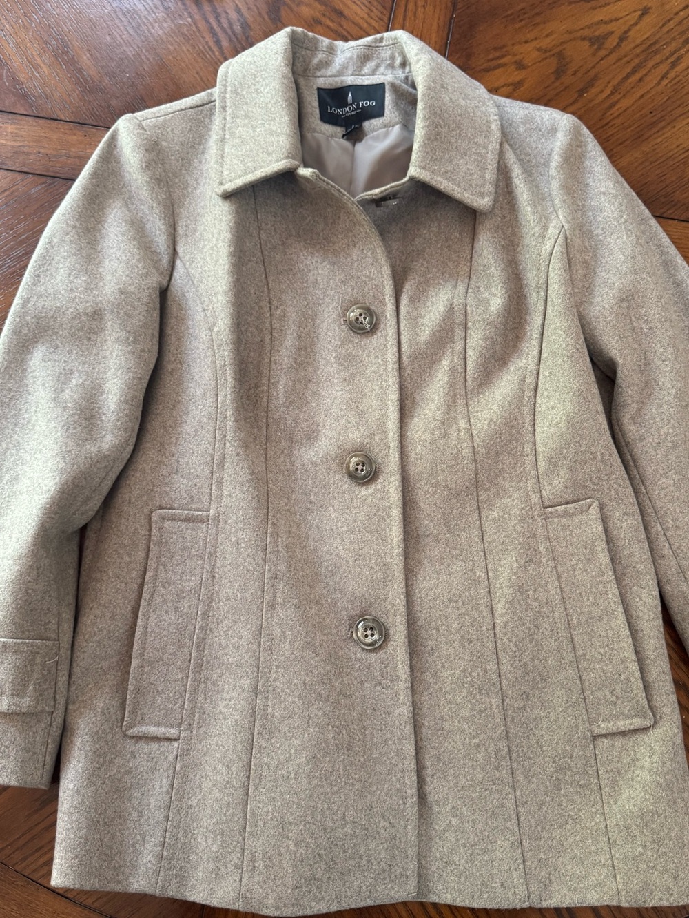 London Fog Women's Taupe Wool-Blend Pea Coat